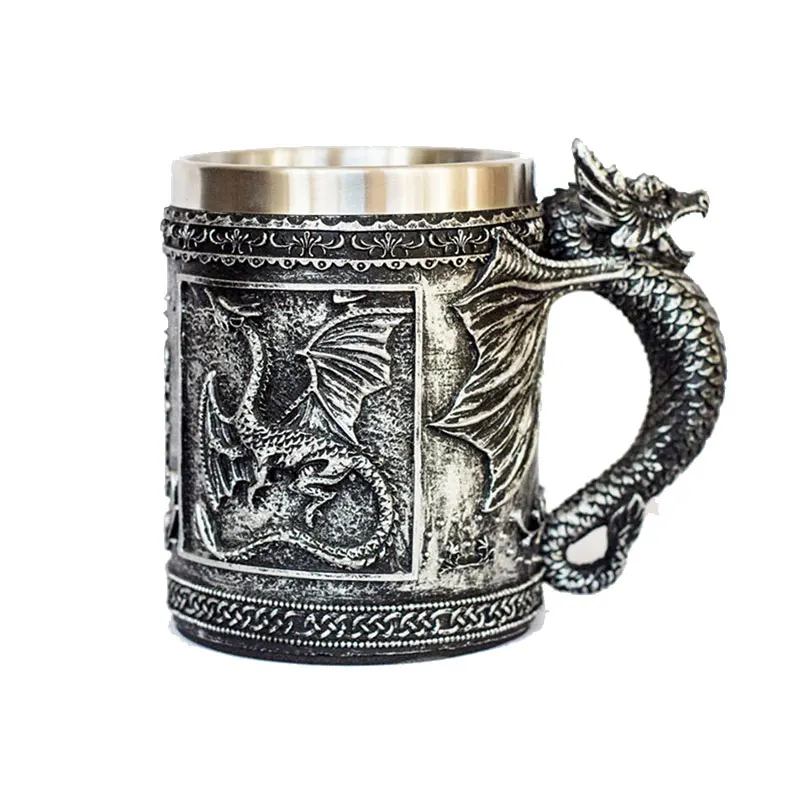 Retro Dragon Resin Stainless Steel Beer Mug Skull Knight Tankard Halloween Coffee Cup Creative Viking Tea Mug Pub Bar Decoration
Retro Dragon Resin Stainless Steel Beer Mug Skull Knight Tankard Halloween Coffee Cup Creative Viking Tea Mug Pub Bar Decoration