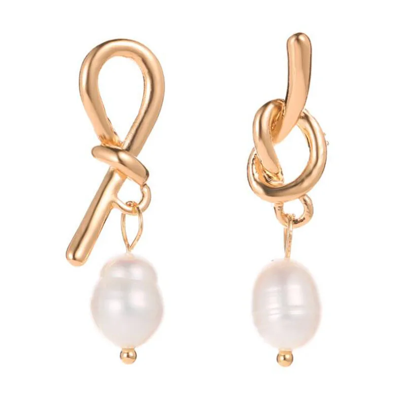 Fashion Gold Tie Asymmetrical Earrings Pearl Irregular Temperament Drop Earrings Pendientes Metal Earrings Jewelry 2019
Fashion Gold Tie Asymmetrical Earrings Pearl Irregular Temperament Drop Earrings Pendientes Metal Earrings Jewelry 2019