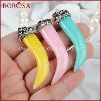 BOROSA High Quality Rainbow Natural Stone Horn Pendant Bead Paved Zircon Drusy Jewelry Fashion Pendant for Women Necklace JAB321
BOROSA High Quality Rainbow Natural Stone Horn Pendant Bead Paved Zircon Drusy Jewelry Fashion Pendant for Women Necklace JAB321