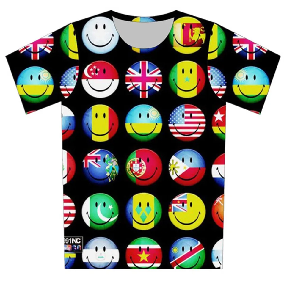 

Joyonly 2018 Summer Children T shirt Kawaii 3D Emoji Flag Smily Face Printed tshirts Girls/Boys Funny T-shirt For Kids Tops Tees