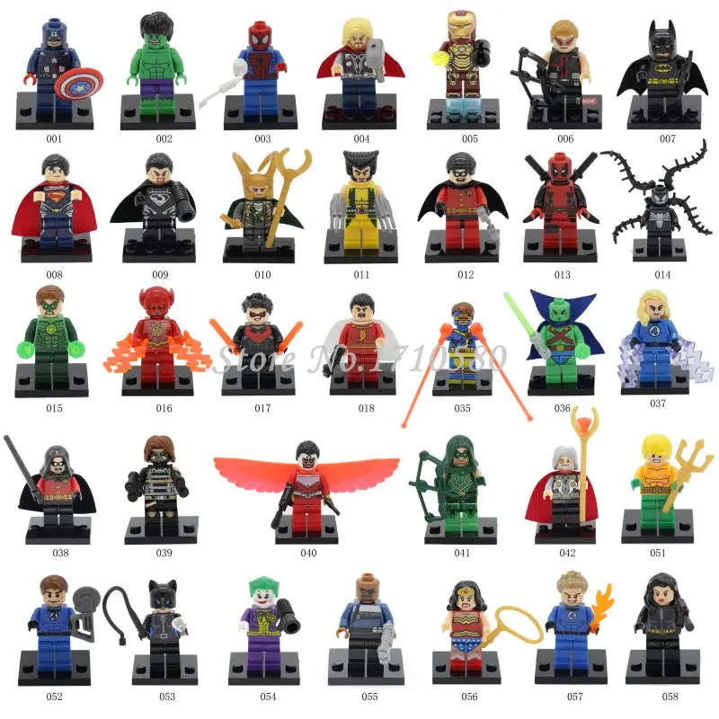 

Marvel Super Heroes Minifigures 34pcs Lepin Iron Man Batman Deadpool Building Blocks Avengers Superhero Toys Compatible Decool