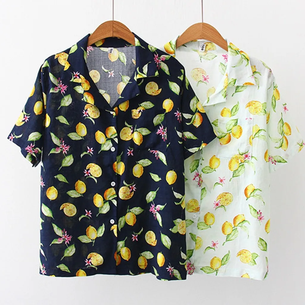 ZHDAOR 2019 Women shirt Summer Fashion Top Lapel Lemon Printing Shirt Short Sleeve Loose Blouse блузка женская free deliveryD4
ZHDAOR 2019 Women shirt Summer Fashion Top Lapel Lemon Printing Shirt Short Sleeve Loose Blouse блузка женская free deliveryD4