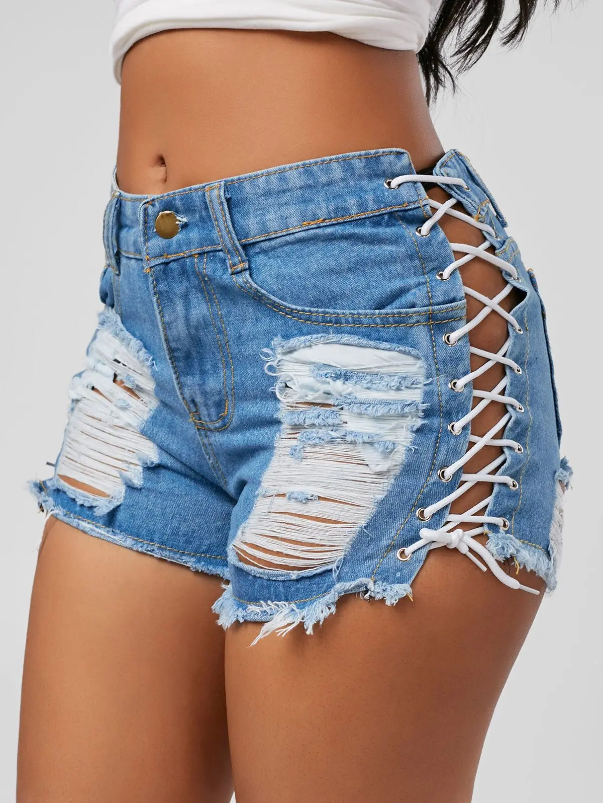 long ripped shorts womens