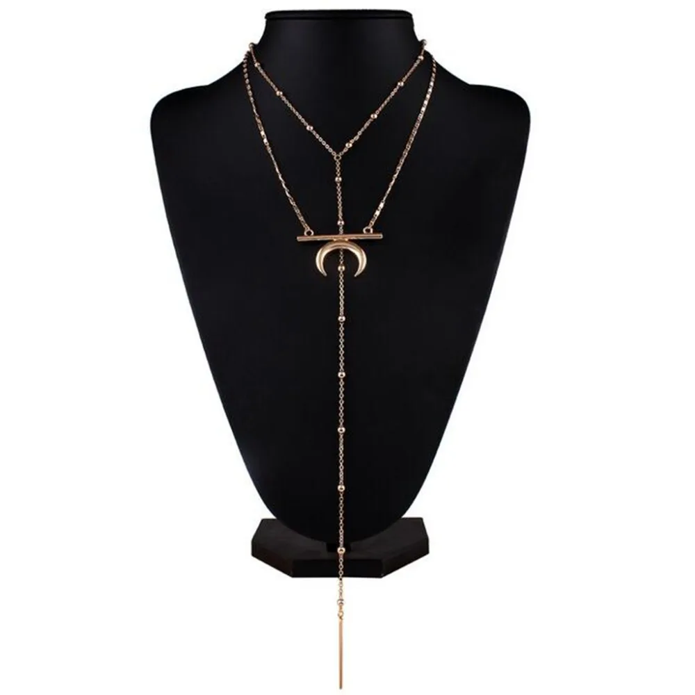 Hot Selling Moon Bib Statement Beads Cluster Choker Chain Women's Pendant Necklace Jewelry Gold Color | Украшения и
