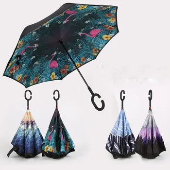 Umbrella Self Windproof Reverse Folding Double Layer inverted car Stand upside down women's rain umbrella c handle 50XX302
Umbrella Self Windproof Reverse Folding Double Layer inverted car Stand upside down women's rain umbrella c handle 50XX302