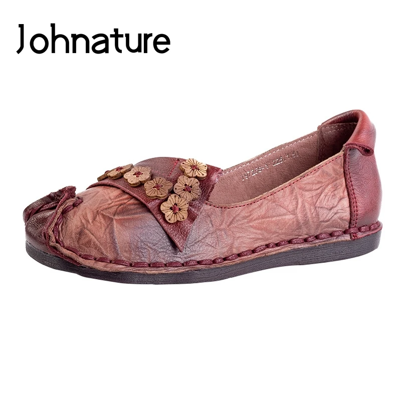 Johnature/Новинка 2020 года сезон весна-осень повседневные лоферы из натуральной кожи с