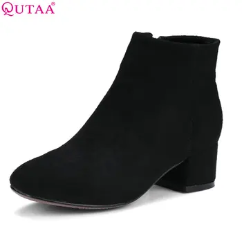 QUTAA 2018 Women Ankle Boots Zipper Square Med Heel Round Toe Black Fashion Concise Flock Women Ankle Boots Size 34-43
QUTAA 2018 Women Ankle Boots Zipper Square Med Heel Round Toe Black Fashion Concise Flock Women Ankle Boots Size 34-43