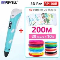 myriwell 3d pen v2 with LED display 1.75mm abs filament pla 3d pen 3d handle 3 d pen Smart Child birthday gift Toys abs plastic image