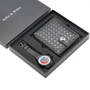 Keller & Weber Quartz Wristwatch Eagle U.S Flag High Class Watch Wallet Gifts Box Male Gift Set relojes para hombre
Keller & Weber Quartz Wristwatch Eagle U.S Flag High Class Watch Wallet Gifts Box Male Gift Set relojes para hombre