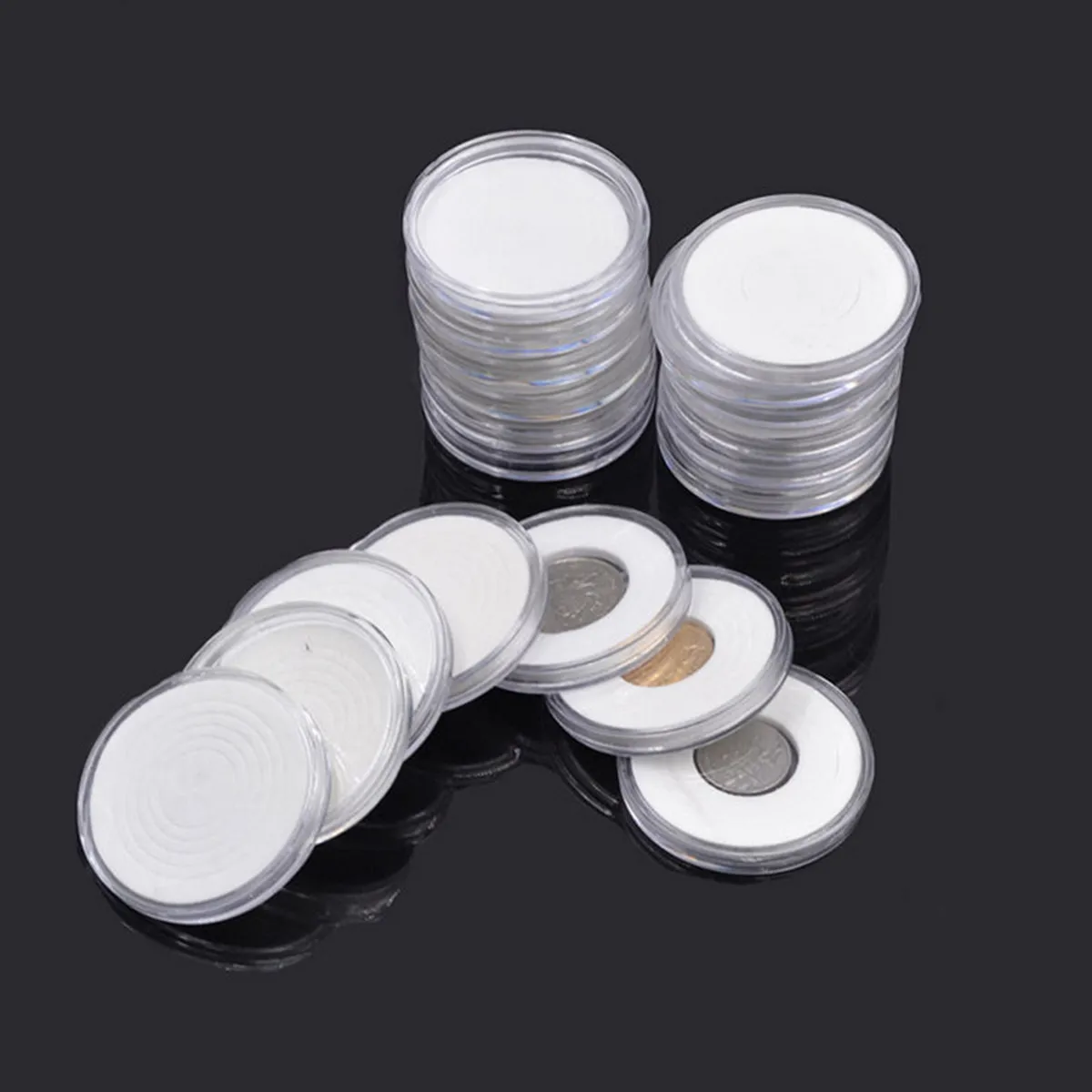 Container Box 20 Pcs Coin Capsules 46mm Applied Clear Holder Round Plastic Storage Cases Collection Display
Container Box 20 Pcs Coin Capsules 46mm Applied Clear Holder Round Plastic Storage Cases Collection Display