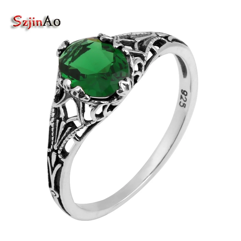 Szjinao Fine Jewelry Wholesale Fashion Carving Gothic Antique Jewelry 1ct Green Emeald Women 925 Sterling Silver Ring
Szjinao Fine Jewelry Wholesale Fashion Carving Gothic Antique Jewelry 1ct Green Emeald Women 925 Sterling Silver Ring