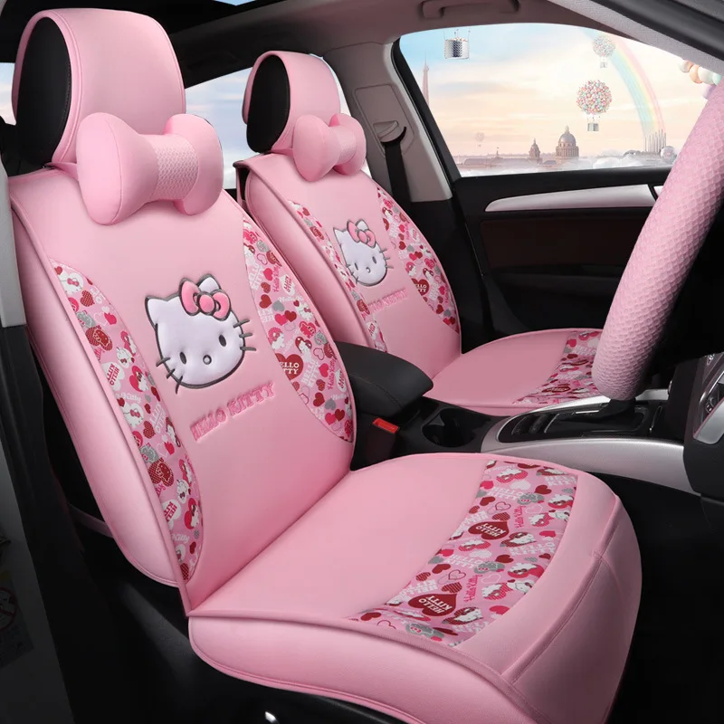 

Fashion HELLO KITTY Fundas Coche Asiento Universal Car Seat Cover Universal Pink Car Seat Cover Hello Kitty for 5 Seats