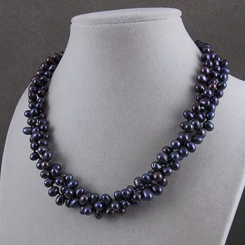 New Free Shipping Triple Rows Pearl Necklace Black Color Freshwater Pearl Jewelry Rice Beads 18inches
New Free Shipping Triple Rows Pearl Necklace Black Color Freshwater Pearl Jewelry Rice Beads 18inches