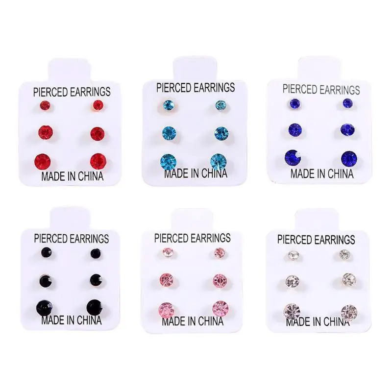 Mixed 3 Pairs Rhinestone Simple Ear Stud Set Colourful Earrings Prevent Allergy For Women Girl daily Jewelry Brincos 2018
Mixed 3 Pairs Rhinestone Simple Ear Stud Set Colourful Earrings Prevent Allergy For Women Girl daily Jewelry Brincos 2018