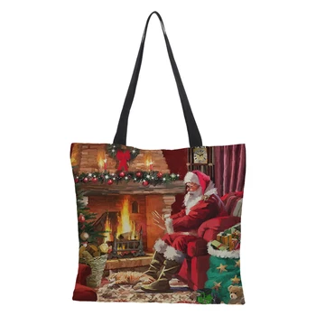 Custom ladies foldable reusable linen bag double-sided printing shopping Christmas day pattern casual shoulder bag 43 cm * 43 cm
Custom ladies foldable reusable linen bag double-sided printing shopping Christmas day pattern casual shoulder bag 43 cm * 43 cm