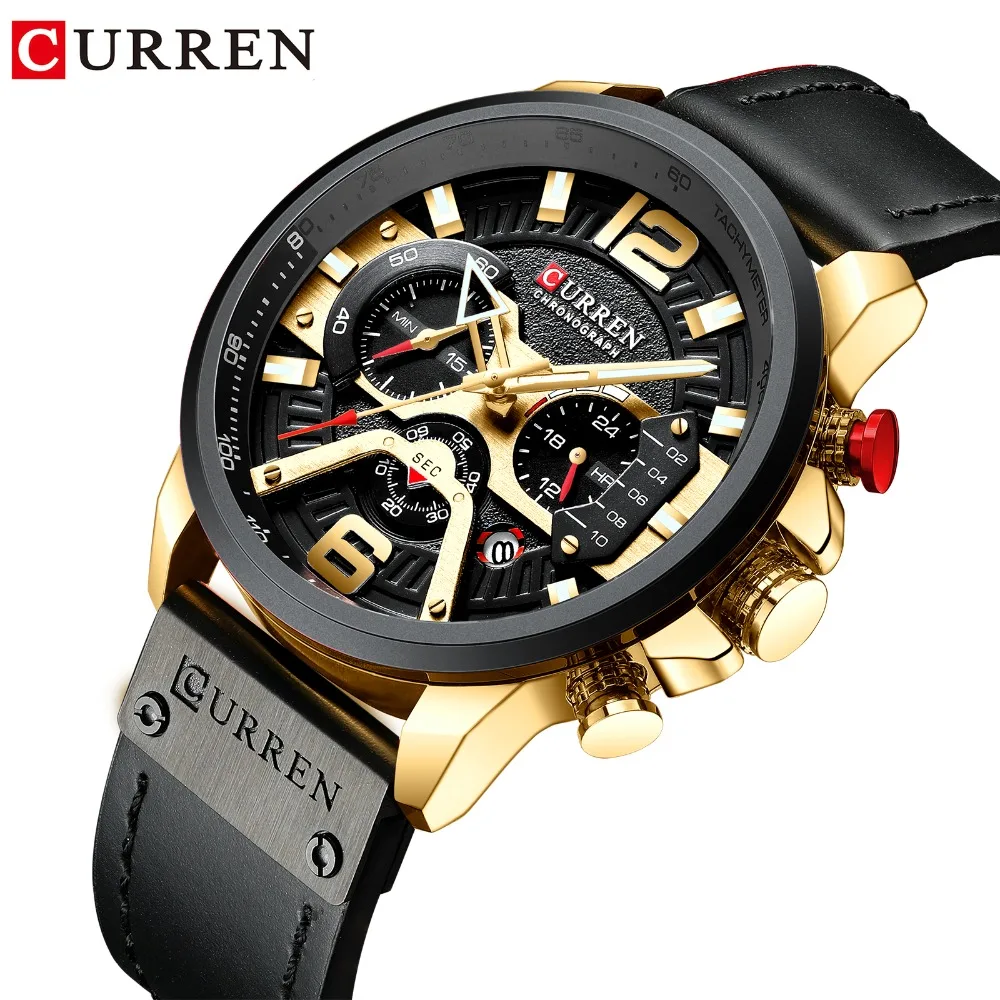 CURREN Casual Waterproof Watches for Men Black Top Brand Luxury Military Leather Wrist Watch Man Fashion Chronograph Wristwatch
CURREN Casual Waterproof Watches for Men Black Top Brand Luxury Military Leather Wrist Watch Man Fashion Chronograph Wristwatch