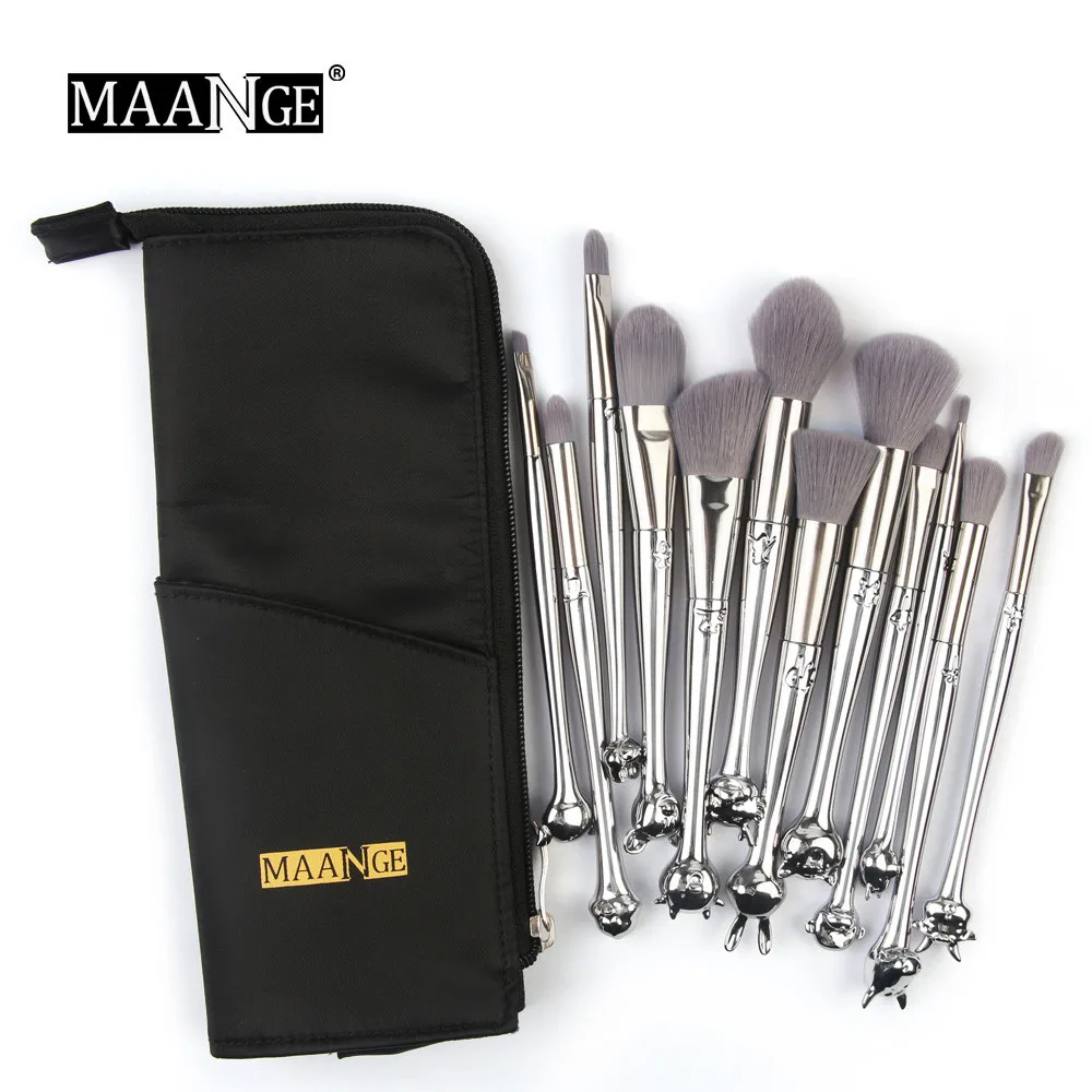 

MAANGE Makeup Brushes 12PCS Silver Zodiac Plating Foundation Cosmetic Eyebrow Eyeshadow Brush Makeup Brush Sets