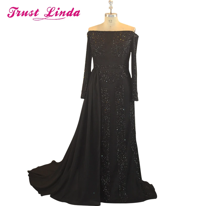 Black Evening Gown Scoop Neckline Beading Long Sleeves Floor Length Party Dress
Black Evening Gown Scoop Neckline Beading Long Sleeves Floor Length Party Dress