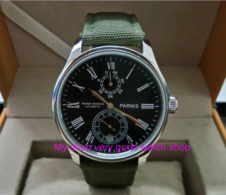 PARNIS 43mm black dial Automatic Self-Wind movement power reserve men's watch Mechanical watches wholesale GL217a
PARNIS 43mm black dial Automatic Self-Wind movement power reserve men's watch Mechanical watches wholesale GL217a