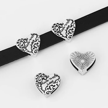 10PCS Heart Shaped Carved Made With Love Flat Slider Spacer For 12mm Flat Leather Cord
10PCS Heart Shaped Carved Made With Love Flat Slider Spacer For 12mm Flat Leather Cord