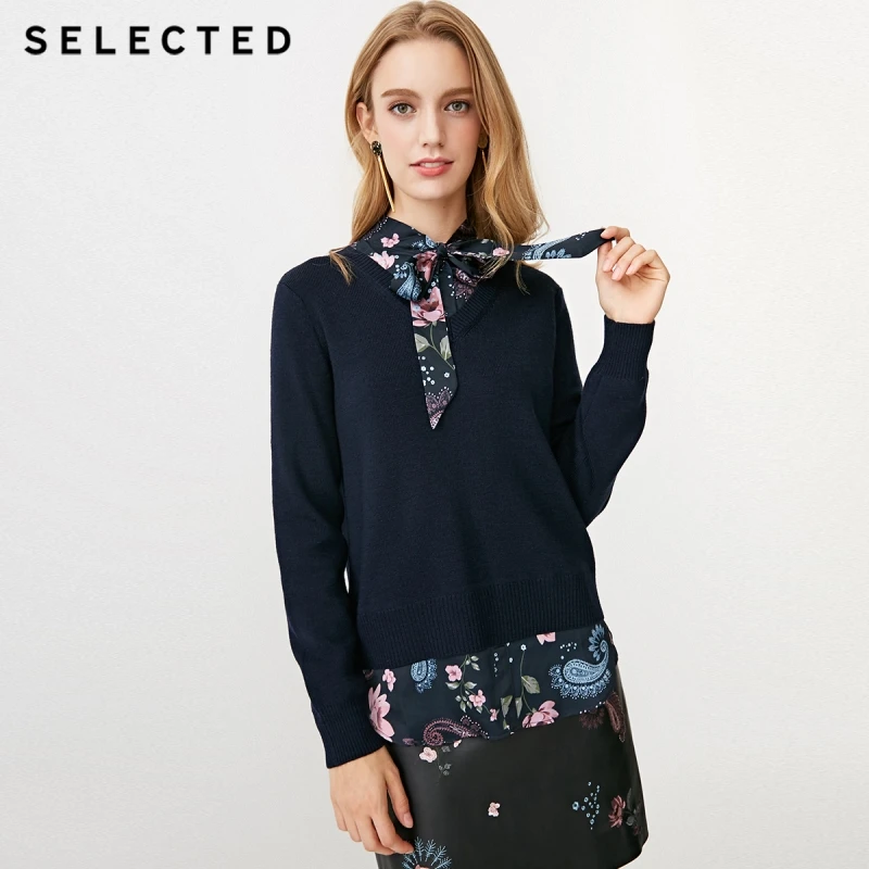 SELECTED Women's Wool-blend V-neckline Printed Lace-up Fake Two-piece Sweater S|418424512
SELECTED Women's Wool-blend V-neckline Printed Lace-up Fake Two-piece Sweater S|418424512