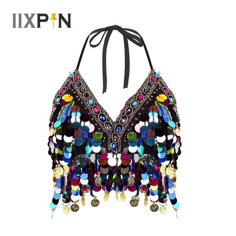 Women belly dance Bra Top Beaded Glitter Circle Tassels Halter Neck Back Tie Up Padded Salsa Belly Dance Boho Tribal Crop Top
Women belly dance Bra Top Beaded Glitter Circle Tassels Halter Neck Back Tie Up Padded Salsa Belly Dance Boho Tribal Crop Top