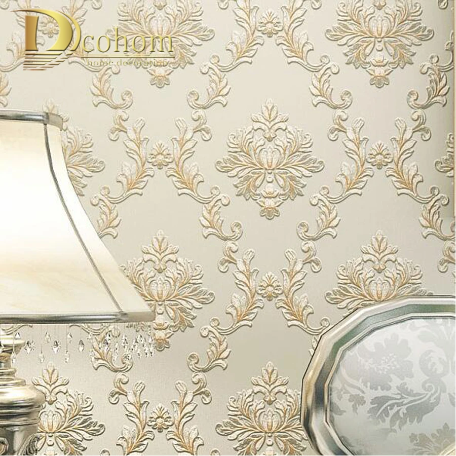 Фото Beige White Luxury Floral Wallcoverings Embossed Flower 3D Wallpaper Non-woven Bedroom Rolls | Обустройство дома