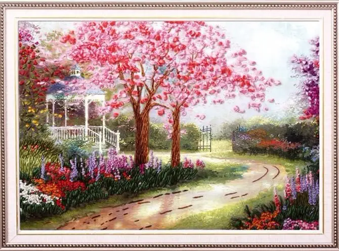DIY 3D Ribbon Embroidery cross stitch kits sets simple handmade needlework/pink romantic sakura cherry flower picture paintings
DIY 3D Ribbon Embroidery cross stitch kits sets simple handmade needlework/pink romantic sakura cherry flower picture paintings