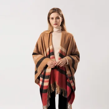 Autumn and Winter Burr Lattice Liushu Baitao Warm Shawl Cloak Dual-purpose European and American Fashion 19039
Autumn and Winter Burr Lattice Liushu Baitao Warm Shawl Cloak Dual-purpose European and American Fashion 19039