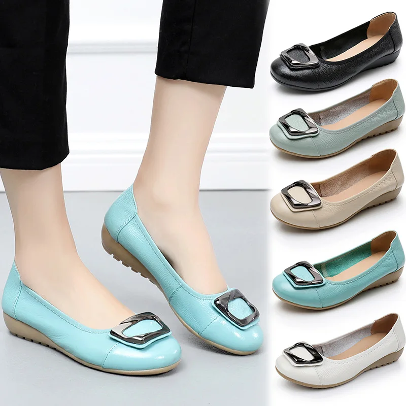 OUKAHUI Spring Genuine Leather Shallow Ballet Flats Women Shoes 2019 Flat Low Heel Metal Buckle Summer Hollow Out Ladies Flats
OUKAHUI Spring Genuine Leather Shallow Ballet Flats Women Shoes 2019 Flat Low Heel Metal Buckle Summer Hollow Out Ladies Flats