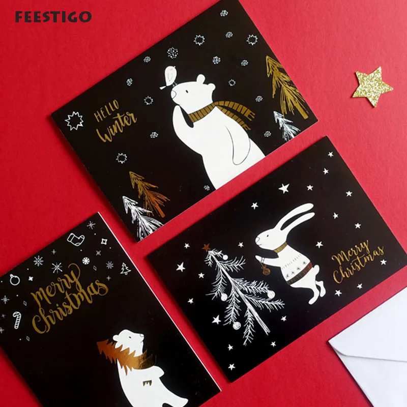 4 Card + 4 envelope /lot Merry Christmas Greeting Card Envelope Happy New Year Card Gift Writing Paper Stationery Navidad 2018
4 Card + 4 envelope /lot Merry Christmas Greeting Card Envelope Happy New Year Card Gift Writing Paper Stationery Navidad 2018