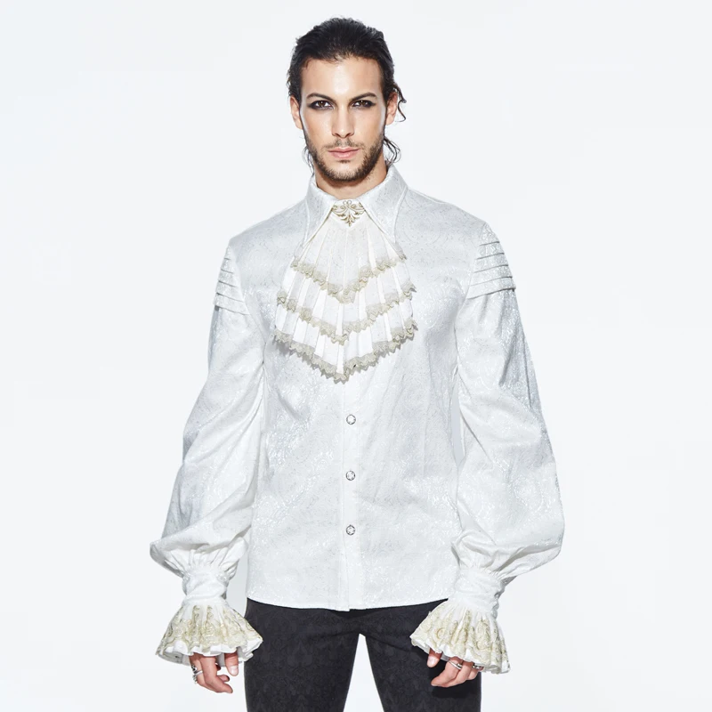 Devil Fashion Men's Gothic Lapel Shirt Punk White Loose Banquet Shirt With Lace Cuff Silk Shirt Victorian Top
Devil Fashion Men's Gothic Lapel Shirt Punk White Loose Banquet Shirt With Lace Cuff Silk Shirt Victorian Top