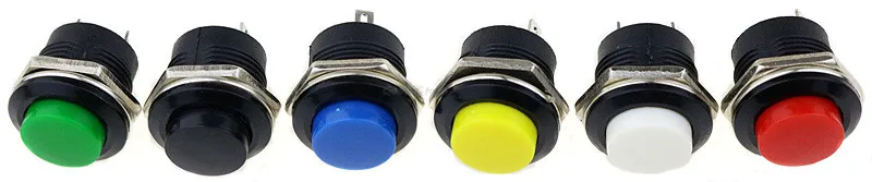 6 шт. встроенный кнопочный переключатель SPST без красного черного белого желтого