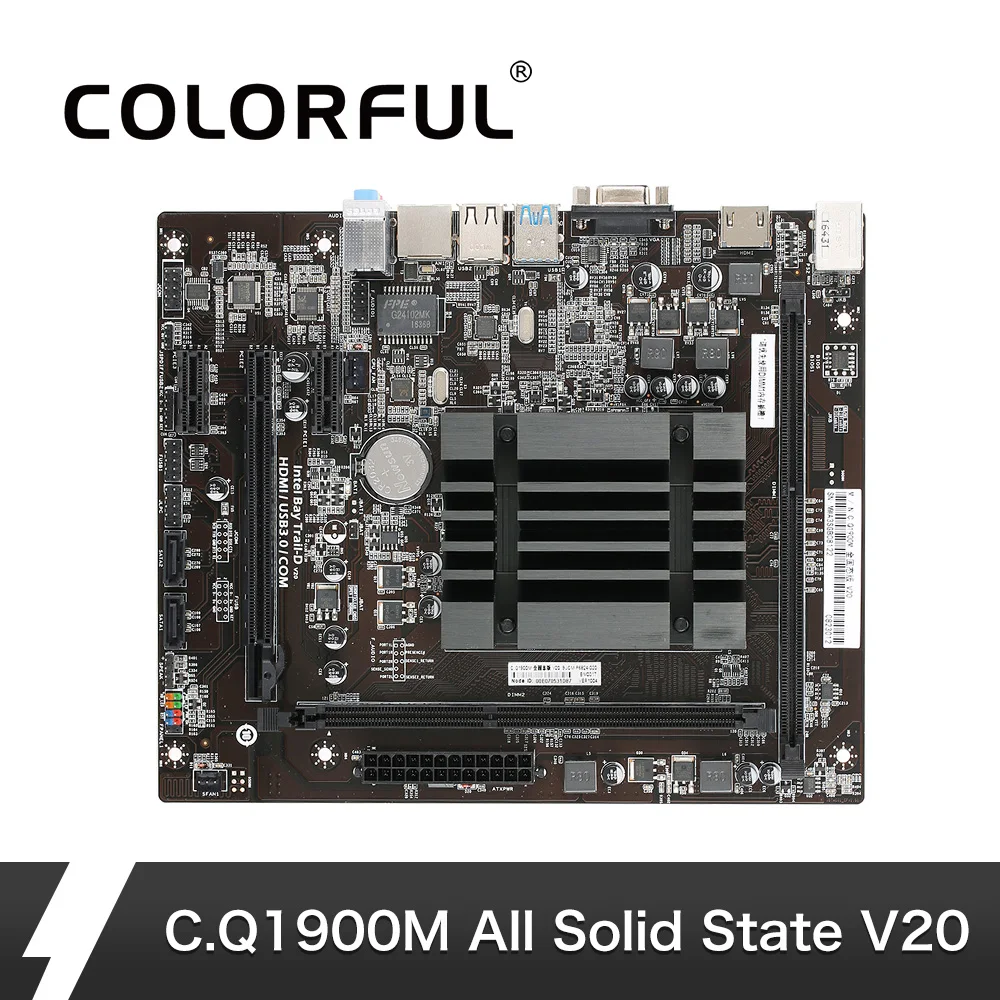 Colorful C.Q1900M All Solid State V20 Motherboard Systemboard for Quad-Core Celeron J1900 Integrated HD Graphics 4000 mATX DDR3
Colorful C.Q1900M All Solid State V20 Motherboard Systemboard for Quad-Core Celeron J1900 Integrated HD Graphics 4000 mATX DDR3