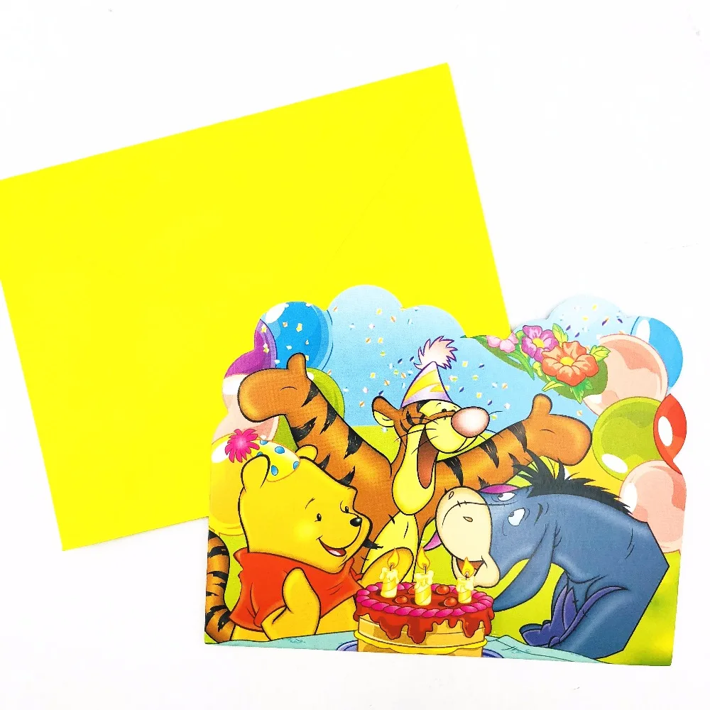 6pcs/set Disney Winnie the Pooh Invitation Card Envelopes Party Supplies Birthday Party Decoration BabyShower Festival Favors
6pcs/set Disney Winnie the Pooh Invitation Card Envelopes Party Supplies Birthday Party Decoration BabyShower Festival Favors