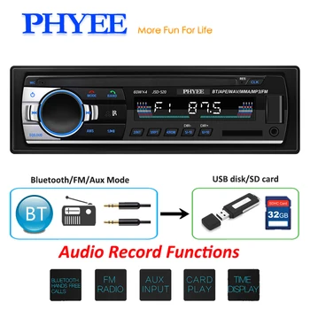 PHYEE Car Radio 1 Din Bluetooth Auto Stereo MP3 Player Audio Recording USB SD Aux 12V ISO Connector In-Dash Head Unit JSD-520
PHYEE Car Radio 1 Din Bluetooth Auto Stereo MP3 Player Audio Recording USB SD Aux 12V ISO Connector In-Dash Head Unit JSD-520