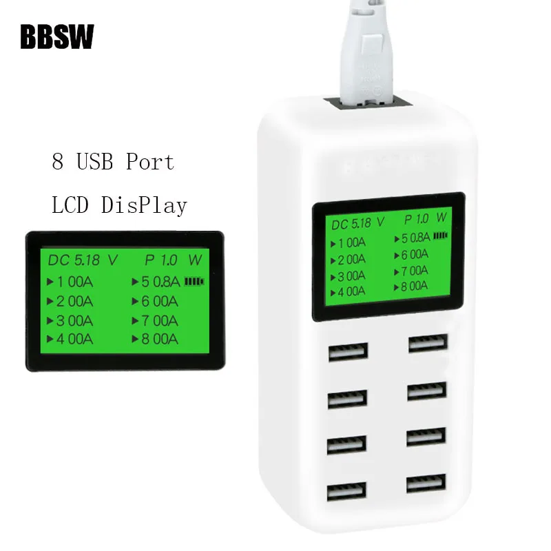 BBSW 8 Port Smart USB Fast Charging Hub w/ LCD 40W Multi-Port USB Charging Station Wall Travel Charger for iPhone X iPad SAMSUNG
BBSW 8 Port Smart USB Fast Charging Hub w/ LCD 40W Multi-Port USB Charging Station Wall Travel Charger for iPhone X iPad SAMSUNG