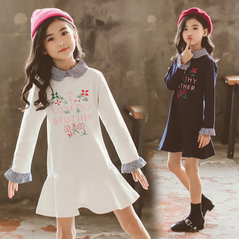 Cute Flower Dress for Kids Girls Cotton Spring Peter Pan Collar Princess Dresses 10 to 12 Years White and Navy Blue Clothes
Cute Flower Dress for Kids Girls Cotton Spring Peter Pan Collar Princess Dresses 10 to 12 Years White and Navy Blue Clothes