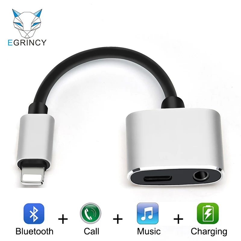 EGRINCY 2 in 1 Bluetooth Audio Cable For iPhone XS MAX XR 8 7 Plus To 3.5mm Adapter Splitter Earphone For Music & Charger & Call
EGRINCY 2 in 1 Bluetooth Audio Cable For iPhone XS MAX XR 8 7 Plus To 3.5mm Adapter Splitter Earphone For Music & Charger & Call