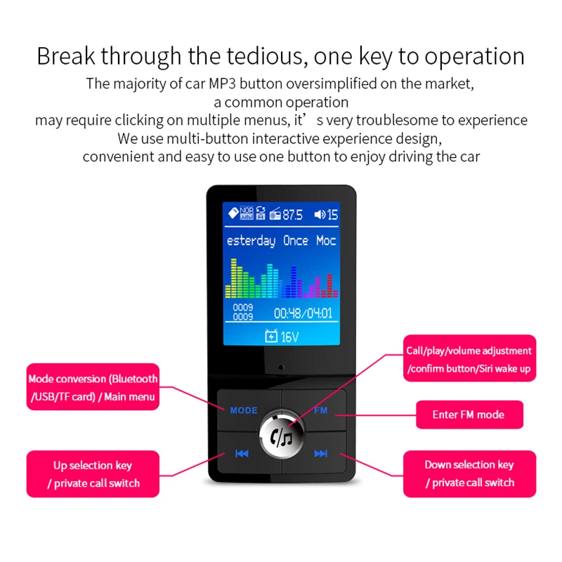 New Bluetooth 4.2 FM Transmitter Handsfree Car MP3 Player QC3.0 USB Charger DOM668
New Bluetooth 4.2 FM Transmitter Handsfree Car MP3 Player QC3.0 USB Charger DOM668