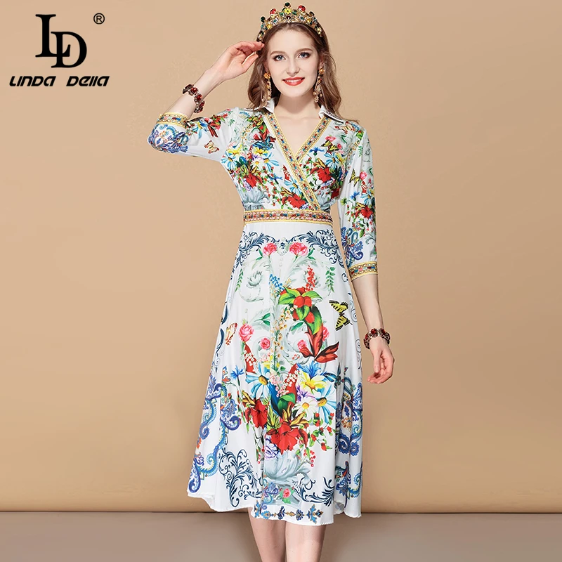 LD LINDA DELLA Fashion Runway Summer Dress Women's Sexy V Neck Elegant Floral Print Crystal Beading Midi Holiday Party Dress
LD LINDA DELLA Fashion Runway Summer Dress Women's Sexy V Neck Elegant Floral Print Crystal Beading Midi Holiday Party Dress
