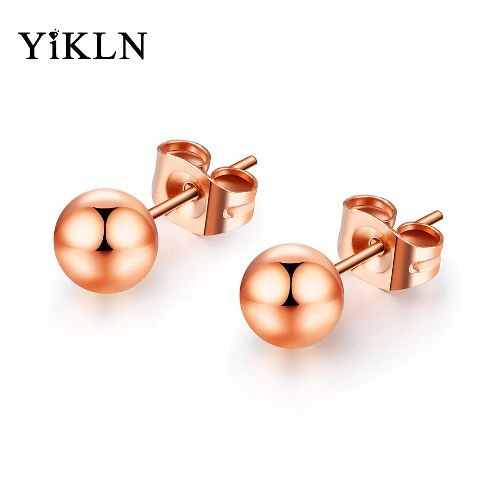 YiKLN Rose Gold Color Stainless Steel Romantic Stud Earrings Sweet Cute Round Beads Earrings Jewelry For Girl Brincos YE18115
YiKLN Rose Gold Color Stainless Steel Romantic Stud Earrings Sweet Cute Round Beads Earrings Jewelry For Girl Brincos YE18115