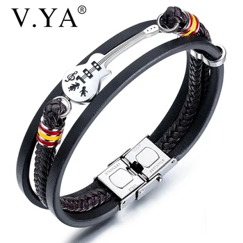 V.YA New Style Guitar Black Bracelet For Male Stainless Steel Braided Multilayers PU Leather Adjustable Braided Bangle For Men
V.YA New Style Guitar Black Bracelet For Male Stainless Steel Braided Multilayers PU Leather Adjustable Braided Bangle For Men