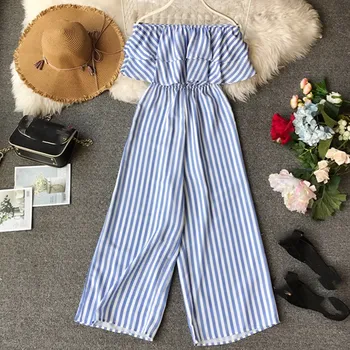 Hot Sale Fashion 2019 Sexy Striped Print Long Jumpsuit Casual Women Off Shoulder Playsuit Summer Ruffles Beach Overalls
Hot Sale Fashion 2019 Sexy Striped Print Long Jumpsuit Casual Women Off Shoulder Playsuit Summer Ruffles Beach Overalls