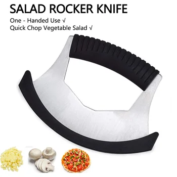 

Pizza Cutter Sharp Rocker Slicer Stainless Steel Blade Chef Knife Salad Vegetable Chopper with Protective Cover Pie Cutter Tools