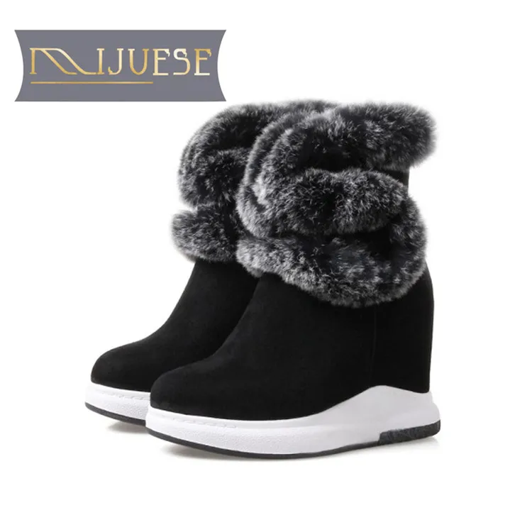 MLJUESE 2019 women Mid calf boots cow Suede black color wool fur warm winter platform wedges short plush women snow boots
MLJUESE 2019 women Mid calf boots cow Suede black color wool fur warm winter platform wedges short plush women snow boots
