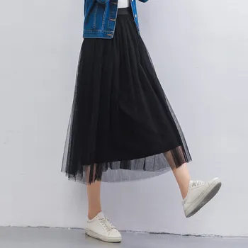 Summer Women Mesh Skirt Solid Women Adult Tulle Skirt Elastic High Waist Pleated Half Length Midi Skirt
Summer Women Mesh Skirt Solid Women Adult Tulle Skirt Elastic High Waist Pleated Half Length Midi Skirt