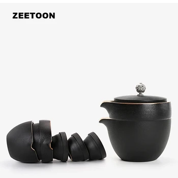Japanese Black Zen Coarse Pottery Quick Cup Travel Tea Sets Portable Gaiwan 1*Teapot+3*Teacup with Tea Tray Creative Home Decor
Japanese Black Zen Coarse Pottery Quick Cup Travel Tea Sets Portable Gaiwan 1*Teapot+3*Teacup with Tea Tray Creative Home Decor