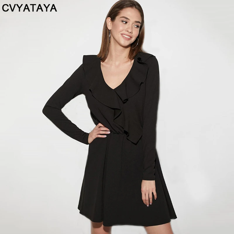 Spring Autumn Ruffles A-Line Dress Woman's Casual Solid V-Neck Elastic Waist Long Sleeves Dress Fashion Female Vestidos
Spring Autumn Ruffles A-Line Dress Woman's Casual Solid V-Neck Elastic Waist Long Sleeves Dress Fashion Female Vestidos
