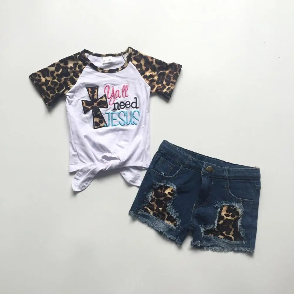 new arrivals summer baby girls children clothes outfits leopard y'all need Jesus denim shorts milk silk cotton ruffles grey yop
new arrivals summer baby girls children clothes outfits leopard y'all need Jesus denim shorts milk silk cotton ruffles grey yop